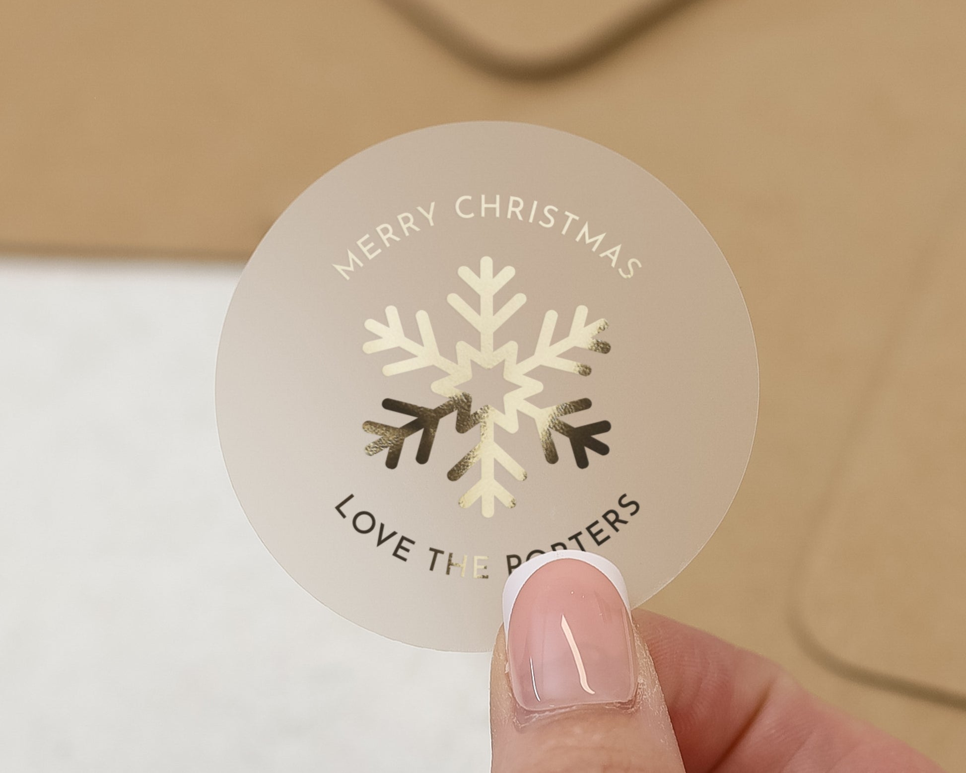 Merry Christmas Sticker, Personalised Christmas Sticker, Custom Christmas Label, Gold Foil Snowflake Sticker, Christmas Envelope Seal