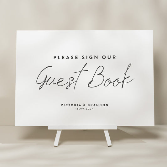 Minimalistic Wedding Guest Book Sign, Modern Calligraphy Sign For Wedding, Sign Our Wedding Day Guest Book, Elegant Wedding Sign 'Victoria'