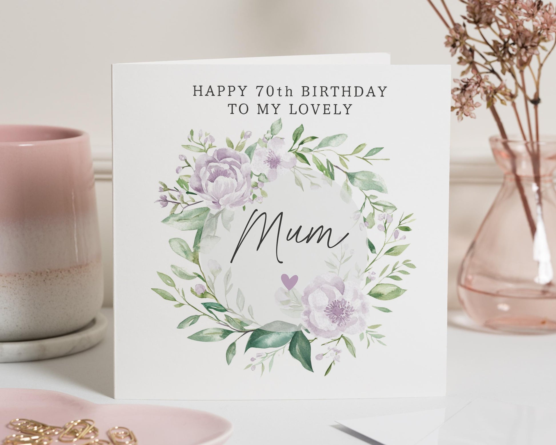 70th Birthday Card for Mum, Mum Birthday Card, Birthday Card for Her, Floral Birthday Card, Personalised 70th Birthday Card for Mum