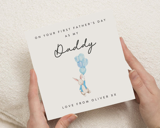 First Fathers Day Card, Personalised Fathers Day Card from Baby, Bunny Fathers Day Card, Daddy Card, Cute Fathers Day Card for Him