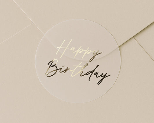 Happy Birthday Sticker, Gold Foil Birthday Sticker, Birthday Envelope Seal, Birthday Gift Sticker, Birthday Party Decoration