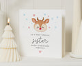 Christmas Card for Sister, Personalised Reindeer Christmas Card, Merry Christmas Card for Her, Cute Sister Christmas Card