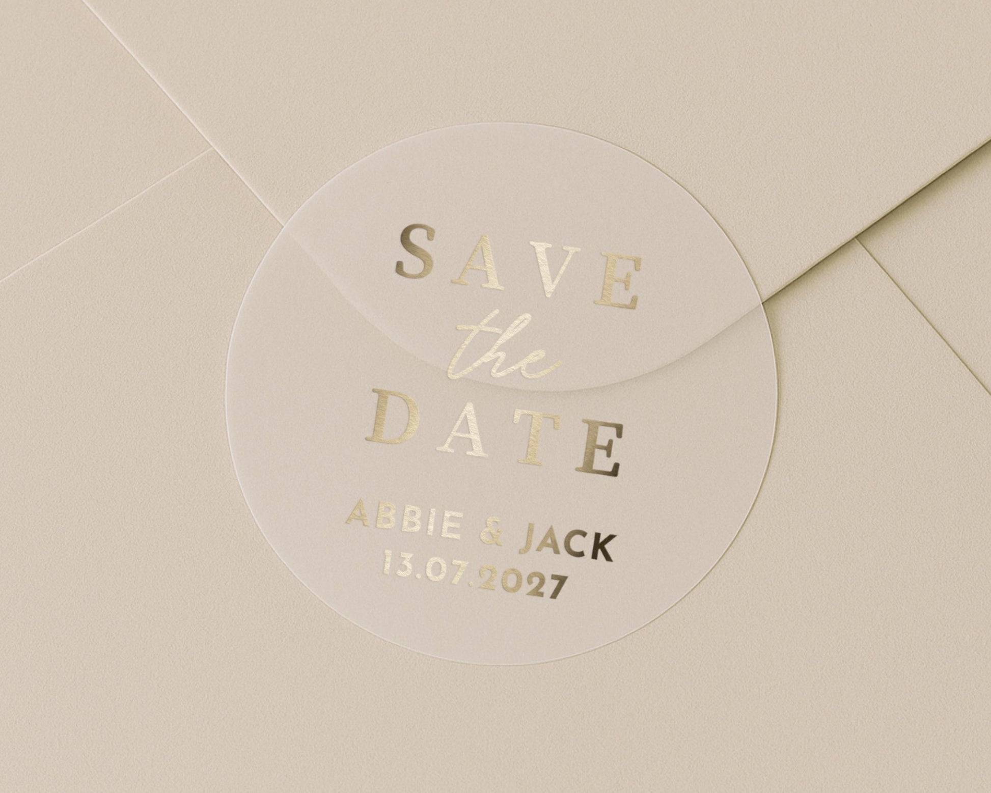 Save The Date Sticker, Gold Foil Wedding Sticker, Personalised Save The Date, Custom Wedding Sticker, Wedding Envelope Seal