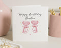 Birthday Card for Best Friend, Happy Birthday Bestie Card, Birthday Card for Her, Cute Birthday Card, Champagne Glass Birthday Card