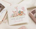 1st Birthday Card for Girl, Personalised First Birthday Card, Birthday Card for Daughter, Cute Animal Birthday Card, Woodland Birthday Card