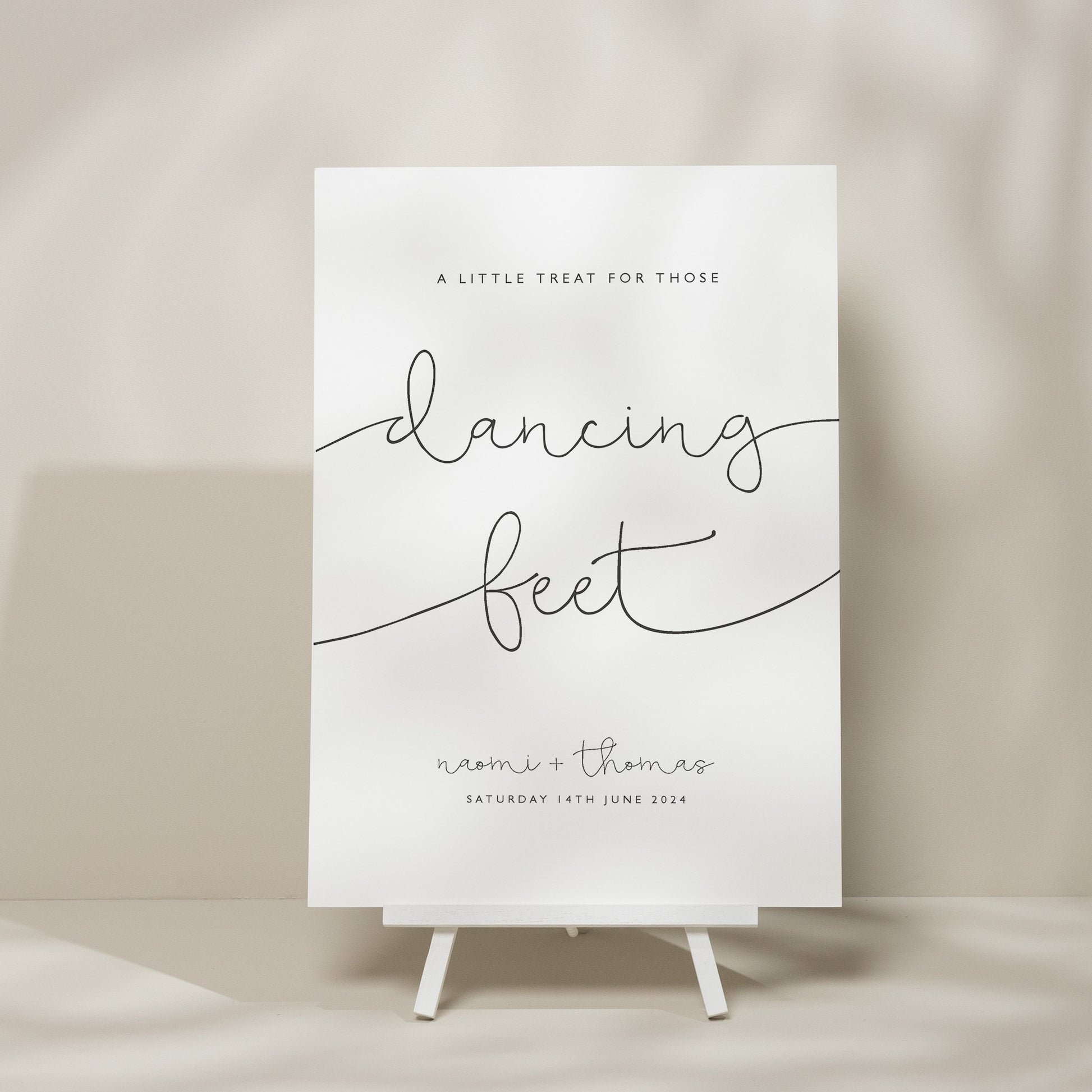 Script Calligraphy Wedding Flip Flop Sign, Dancing Feet Wedding Sign, Take A Pair Sign For Wedding, Simple Wedding Signage 'Naomi'