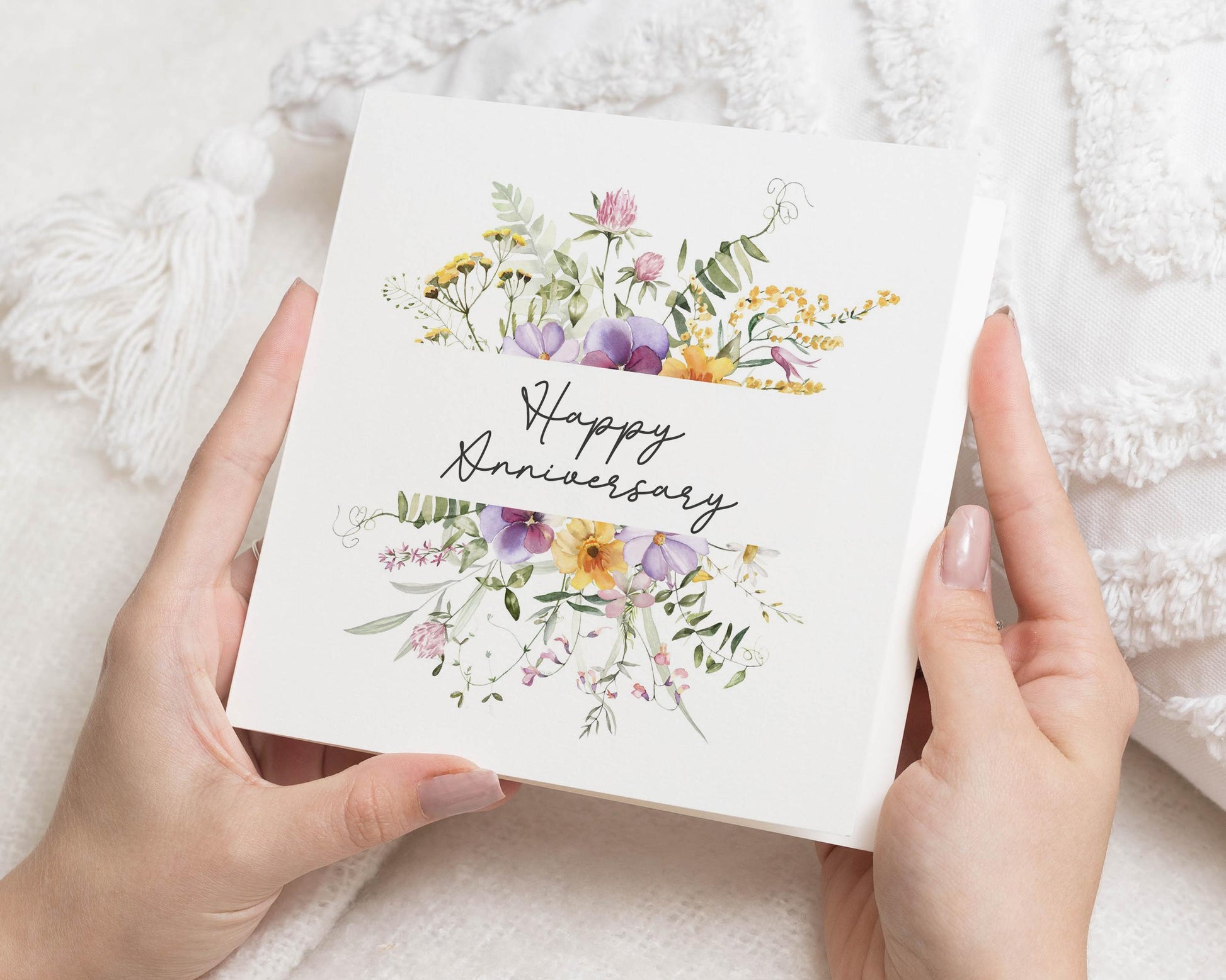 Anniversary Card, Happy Anniversary Card, Floral Card, Card for Couple, Card for Her, Card for Him, Personalised Card