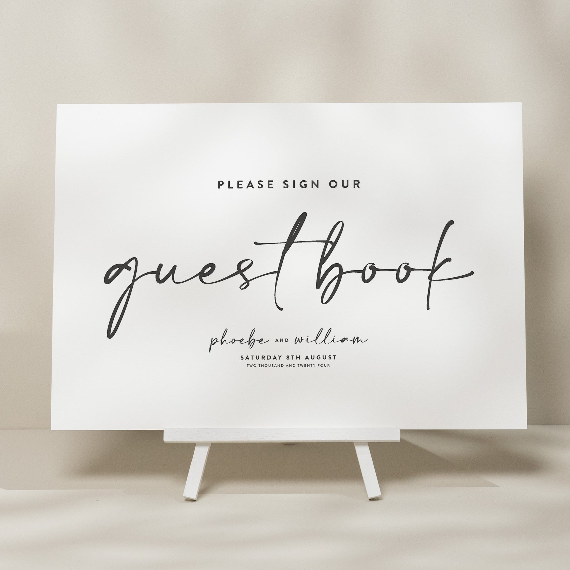 Simple Wedding Guest Book Sign, Sign Our Guest Book Wedding Sign, Calligraphy Wedding Signage, Minimalist Wedding Design 'Phoebe'