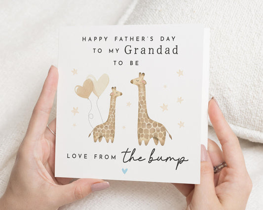 Fathers Day Card for Grandad to Be, Fathers Day Card from the Bump, Grandad to Be Card, Giraffe Fathers Day Card