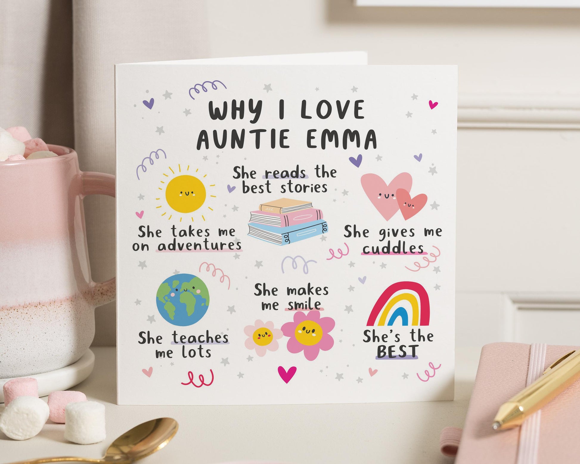 Auntie Card, Why I Love Auntie Card, Birthday Card for Auntie, Personalised Auntie Card, Cute Card for Her, Auntie Birthday Card