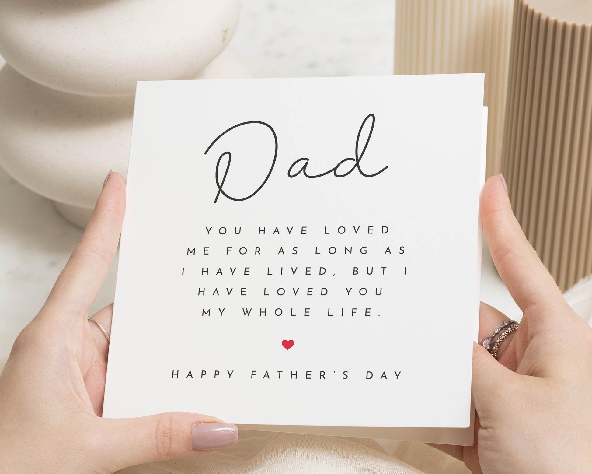 Fathers Day Card for Dad, Fathers Day Card from Daughter, Fathers Day Card for Him, Simple Fathers Day Card, Heart Fathers Day Card