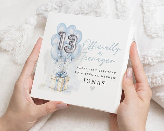 13th Birthday Card for Nephew, Officially a Teenager Card, Personalised 13th Birthday Card, Birthday Card for Boy, Special Nephew Card