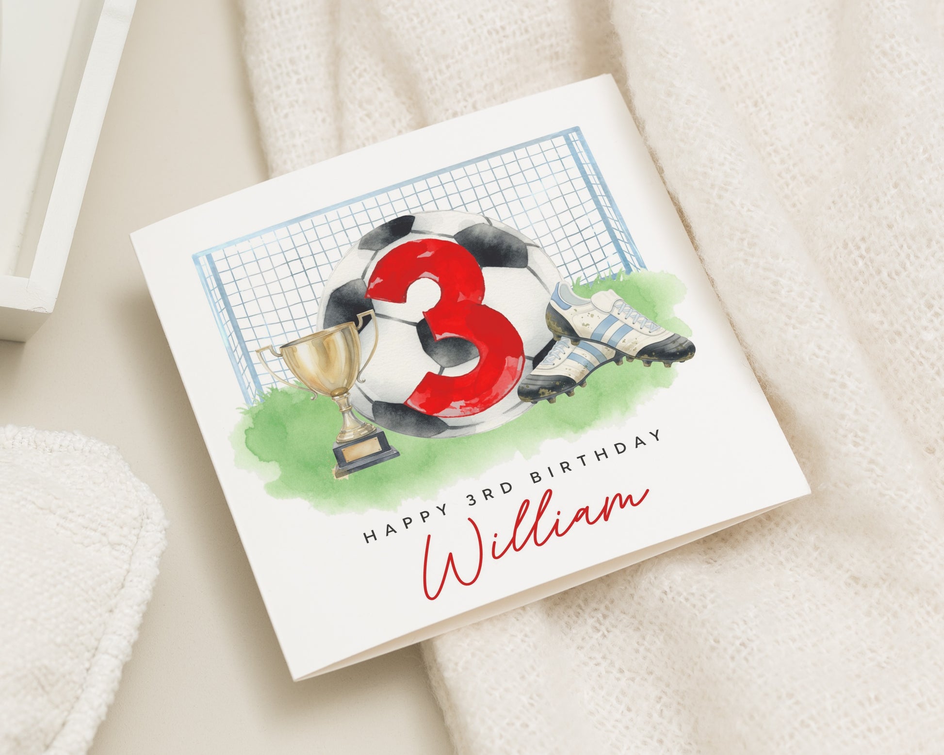 3rd Birthday Card for Boy, Personalised Football Birthday Card, Birthday Card for Son, 3rd Birthday Card for Grandson, Football Card