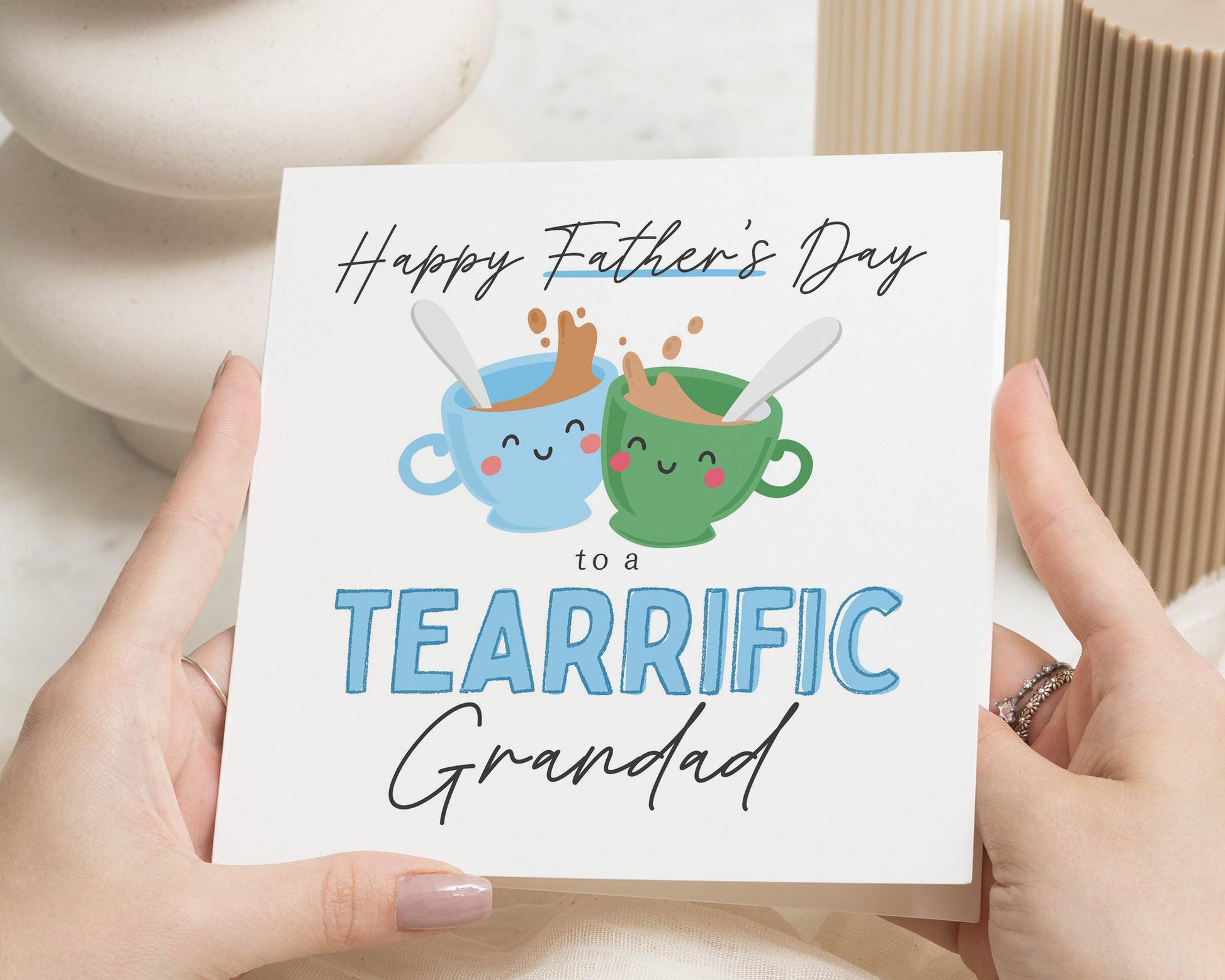 Fathers Day Card for Grandad, Funny Grandad Fathers Day Card, Cute Tea Pun Card, Fathers Day Card for Him, Tearrific Grandad Card