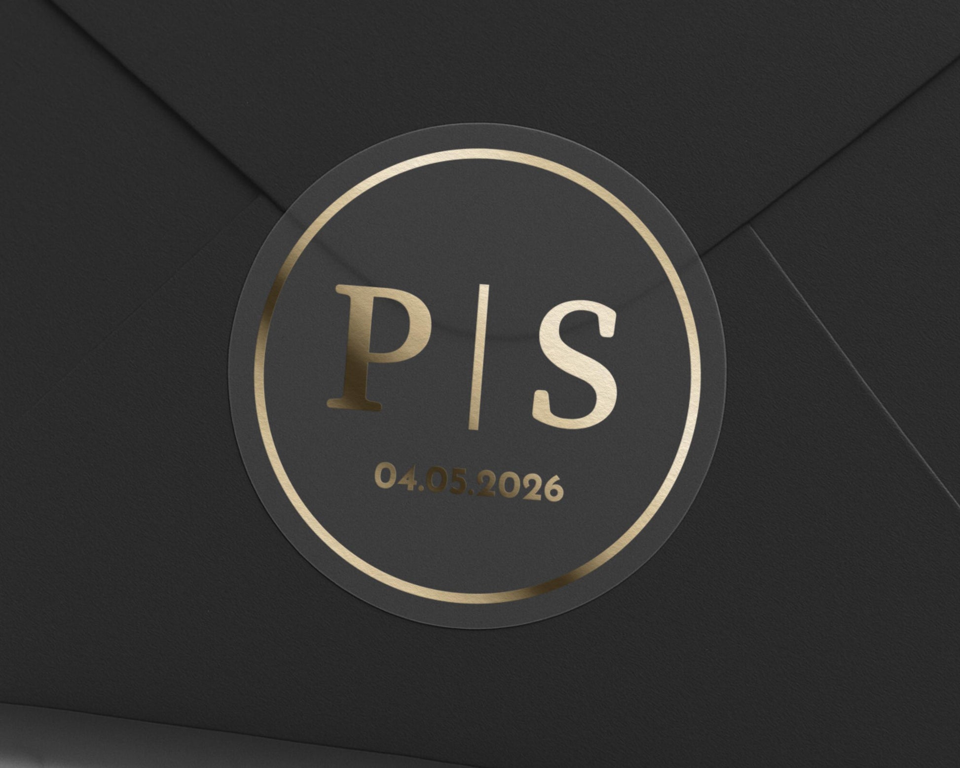 Personalised Wedding Envelope Seal, Gold Foil Initial Sticker, Custom Date Sticker, Wedding Monogram Sticker, Elegant Wedding Sticker