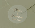 Personalised Wedding Sticker, Custom Name Wedding Seal, Gold Foil Wedding Sticker, Wedding Envelope Seal, Wedding Date Sticker