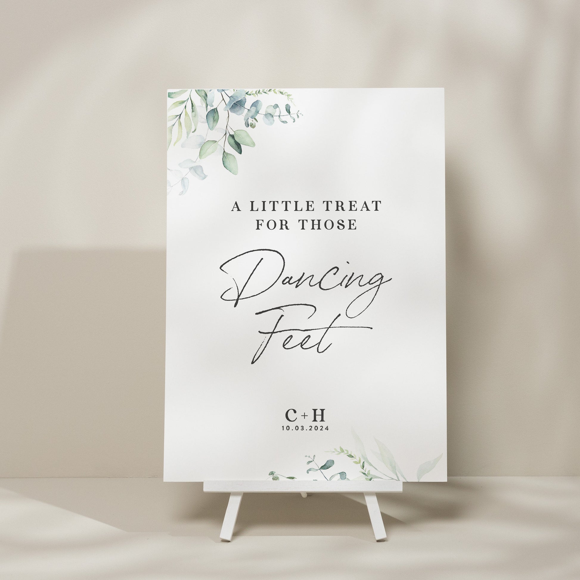 Botanical Greenery Wedding Sign For Flip Flops, Dancing Feet Wedding Sign, Take A Pair Wedding Sign, Foliage Wedding Signage 'Charlotte'
