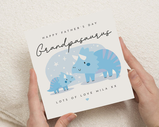 Fathers Day Card for Grandpa, Grandad Fathers Day Card, Personalised Dinosaur Card, Cute Fathers Day Card for Him, Card from Grandchild