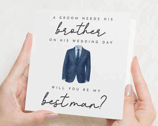 Will You Be My Best Man Card, Brother Best Man Proposal Card, Wedding Card for Brother, Best Man Card, Groom to Brother Card, Suit Card