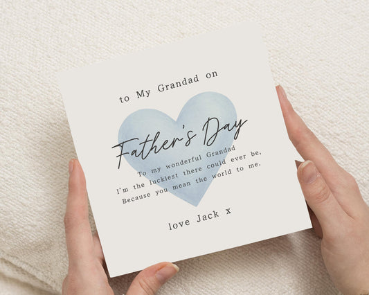 Fathers Day Card for Grandad, Grandad Fathers Day Card, Card from Grandchild, Personalised Fathers Day Card, Card for Him