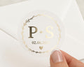 Personalised Wedding Sticker, Initials Wedding Seal, Custom Date Sticker, Gold Foil Wedding Sticker, Envelope Seal, Wedding Decoration