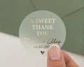 Wedding Thank You Sticker, Personalised Thank You Label, Gold Foil Wedding Sticker, Custom Favour Sticker, Sweet Thank You Sticker