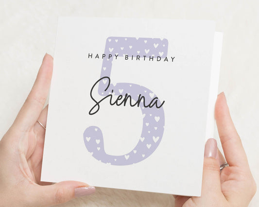 5th Birthday Card for Girl, Personalised Birthday Card, Birthday Card for Daughter, Birthday Card for Granddaughter, Custom Age Card