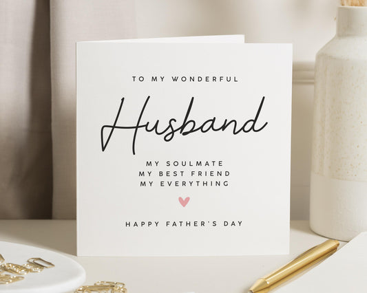 Fathers Day Card for Husband, Husband Fathers Day Card, Fathers Day Card from Wife, Fathers Day Card for Him, Simple Fathers Day Card
