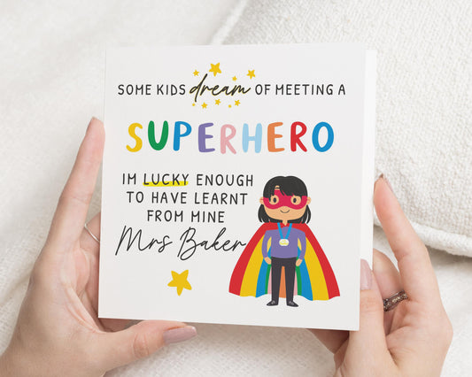 Teacher Thank You Card, Superhero Teacher Card, Thank You Card for Teacher, End of Term Card, Personalised Teacher Card, Cute Teacher Card