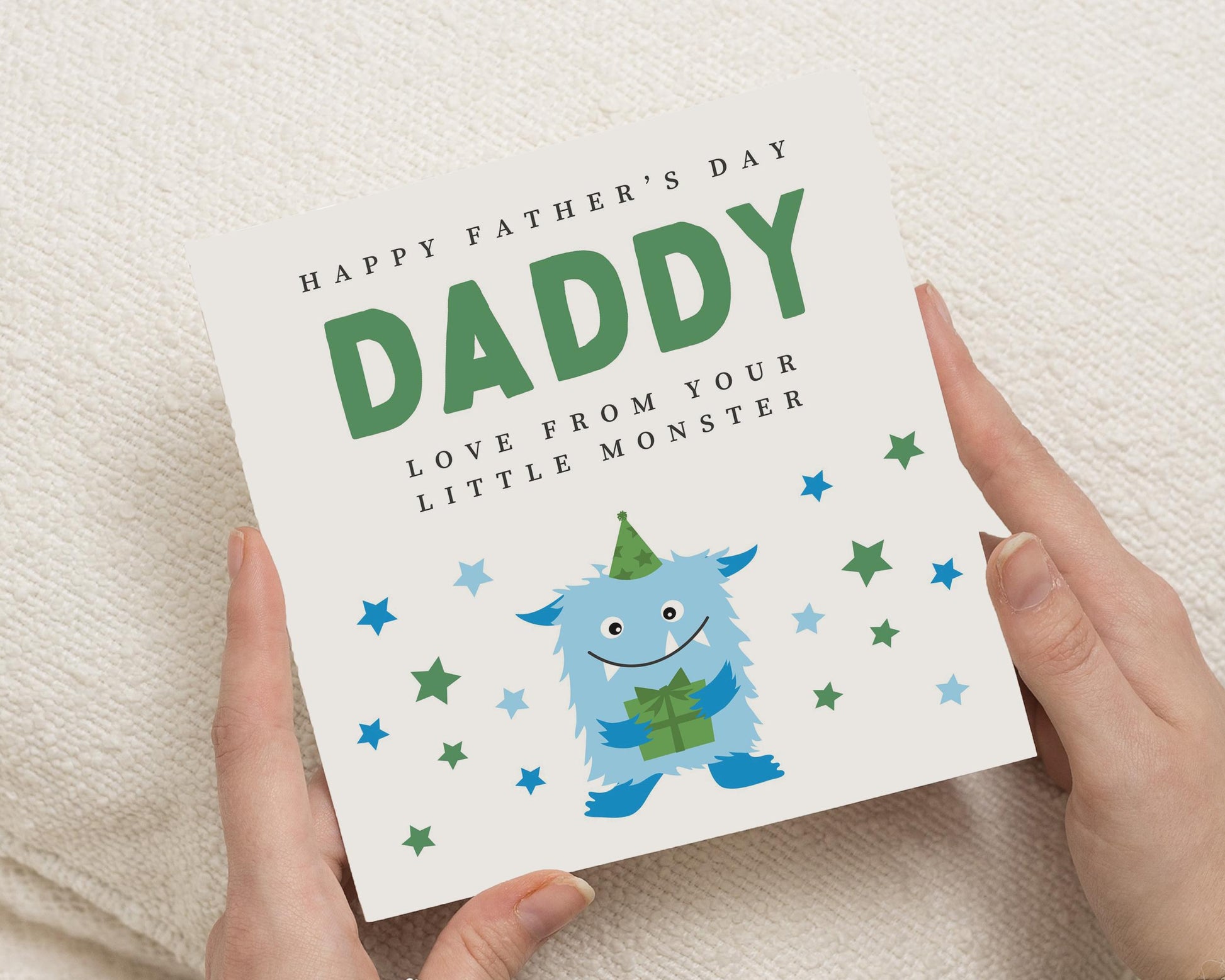 Fathers Day Card for Daddy, Fathers Day Card from Kids, Cute Monster Fathers Day Card, Personalised Fathers Day Card for Him