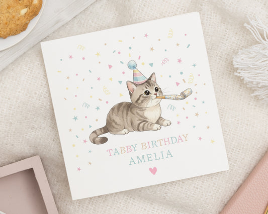 Cat Birthday Card, Tabby Cat Birthday Card, Personalised Birthday Card for Her, Birthday Card for Daughter, Cute Cat Birthday Card