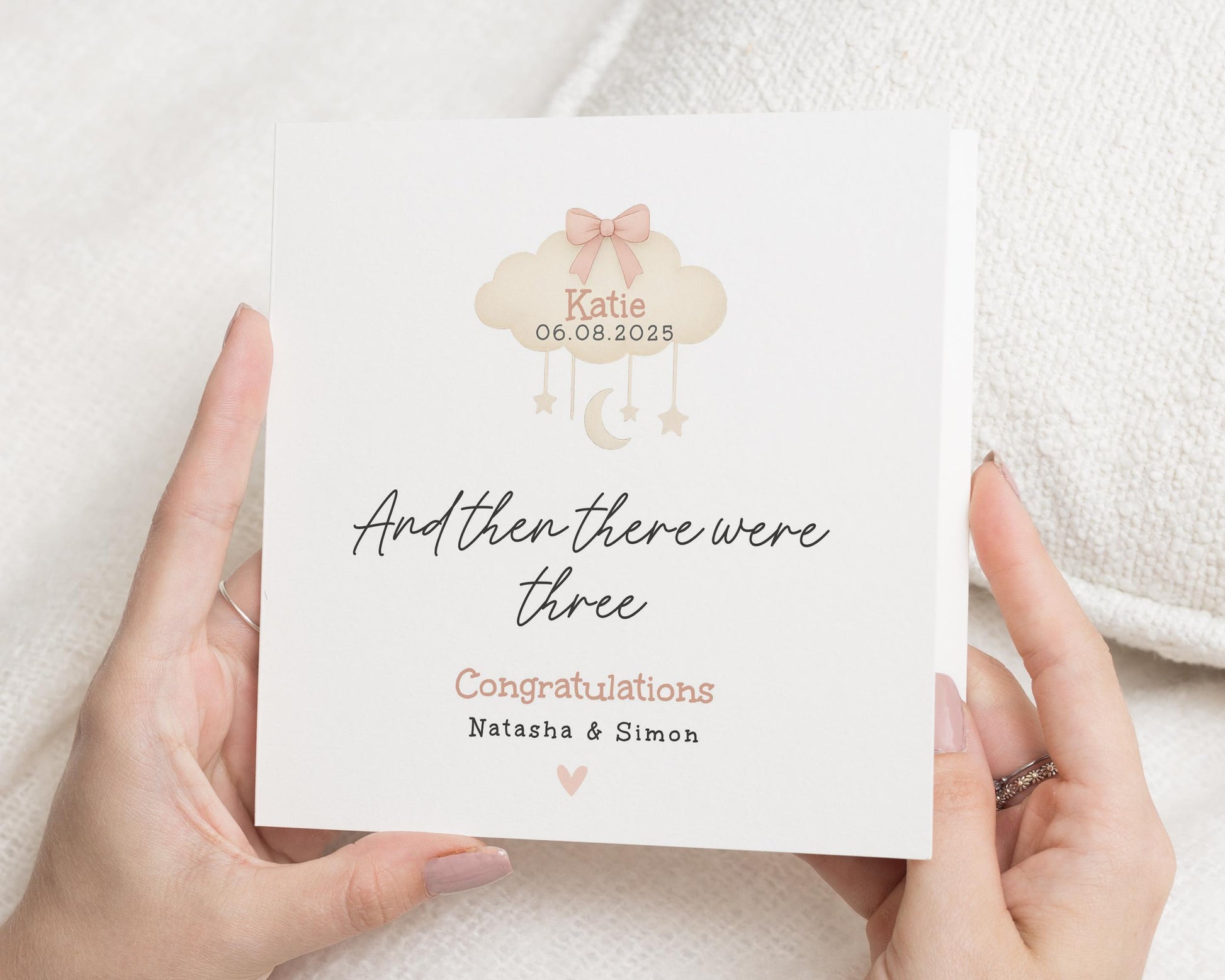 New Baby Card, Personalised Baby Card, Pregnancy Congratulations Card, And Then There Were Three Card, Baby Shower Card