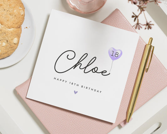 18th Birthday Card, Personalised Birthday Card for Her, Birthday Card for Daughter, Custom Name Birthday Card, 18th Birthday Gift