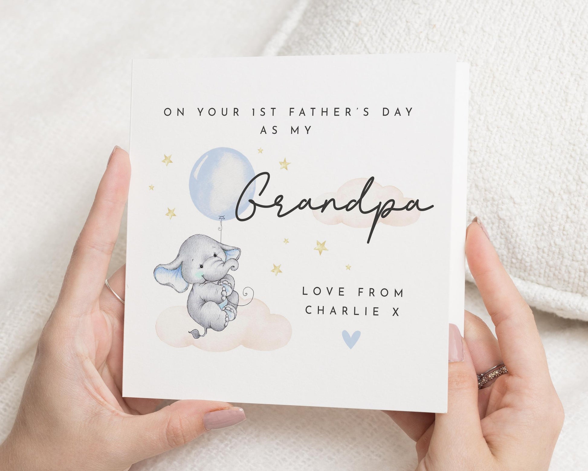 First Fathers Day Card for Grandpa, Fathers Day Card from Grandchild, Elephant Card, Personalised Fathers Day Card for Grandad