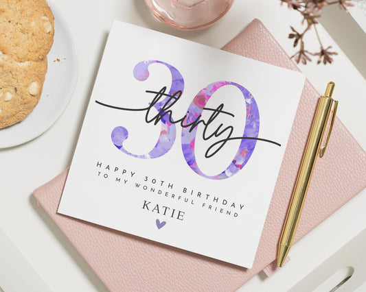 30th Birthday Card for Friend, Personalised Birthday Card for Her, 30th Birthday Card for Women, Custom Birthday Card, Milestone Card