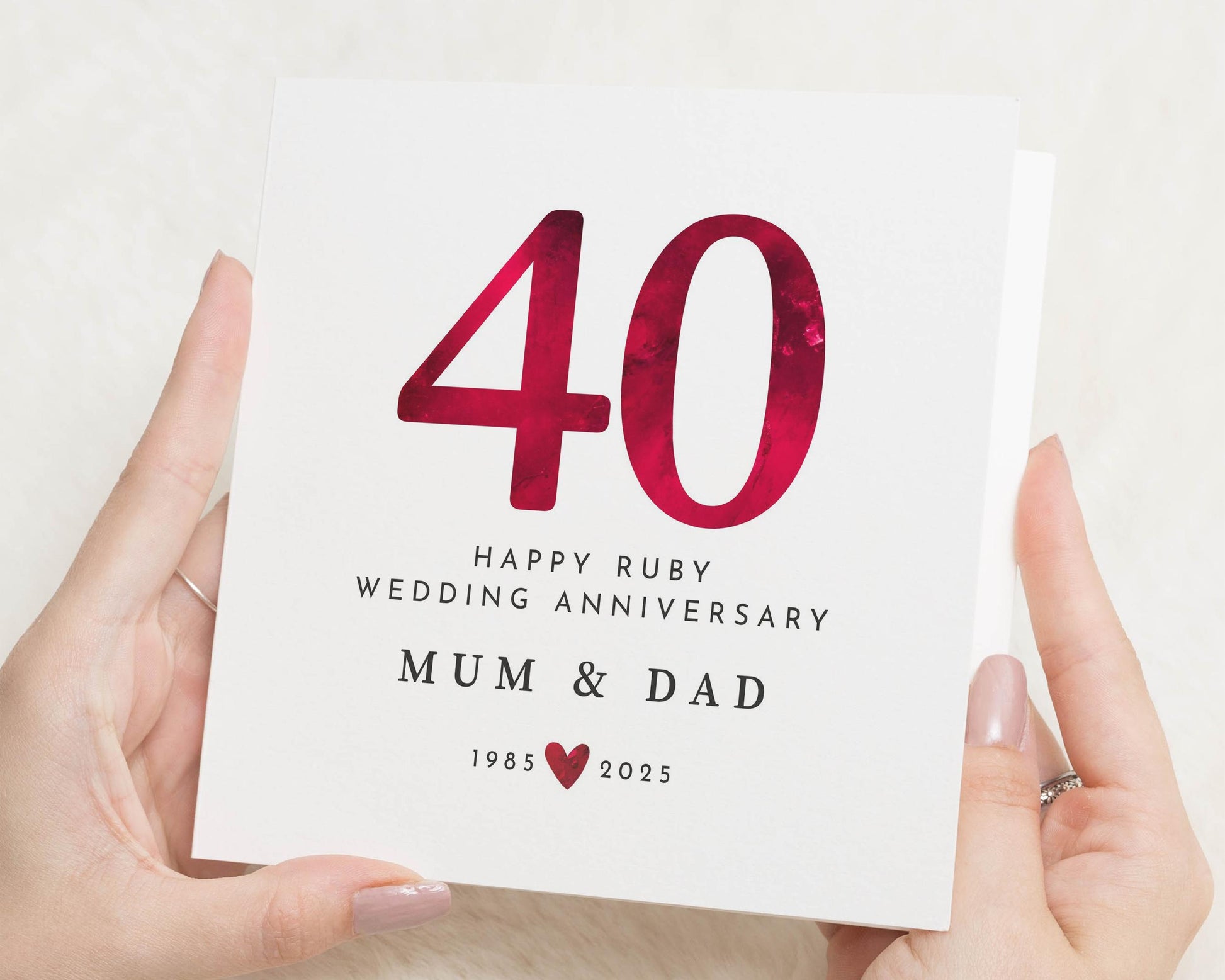 40th Anniversary Card for Mum and Dad, Ruby Wedding Anniversary Card, Personalised Anniversary Card, 40 Years Married Card