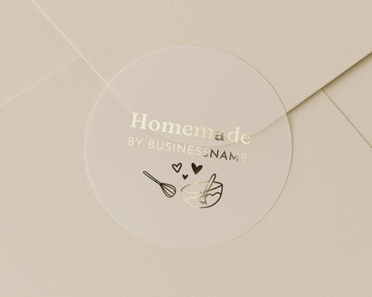 Homemade Stickers, Personalised Bakery Labels, Gold Foil Business Stickers, Custom Baking Stickers, Homemade Gift Labels