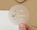 Wedding Sticker, Mr and Mr Wedding Label, Personalised Wedding Sticker, Custom Name Sticker, Gold Foil Wedding, Wedding Favour Sticker