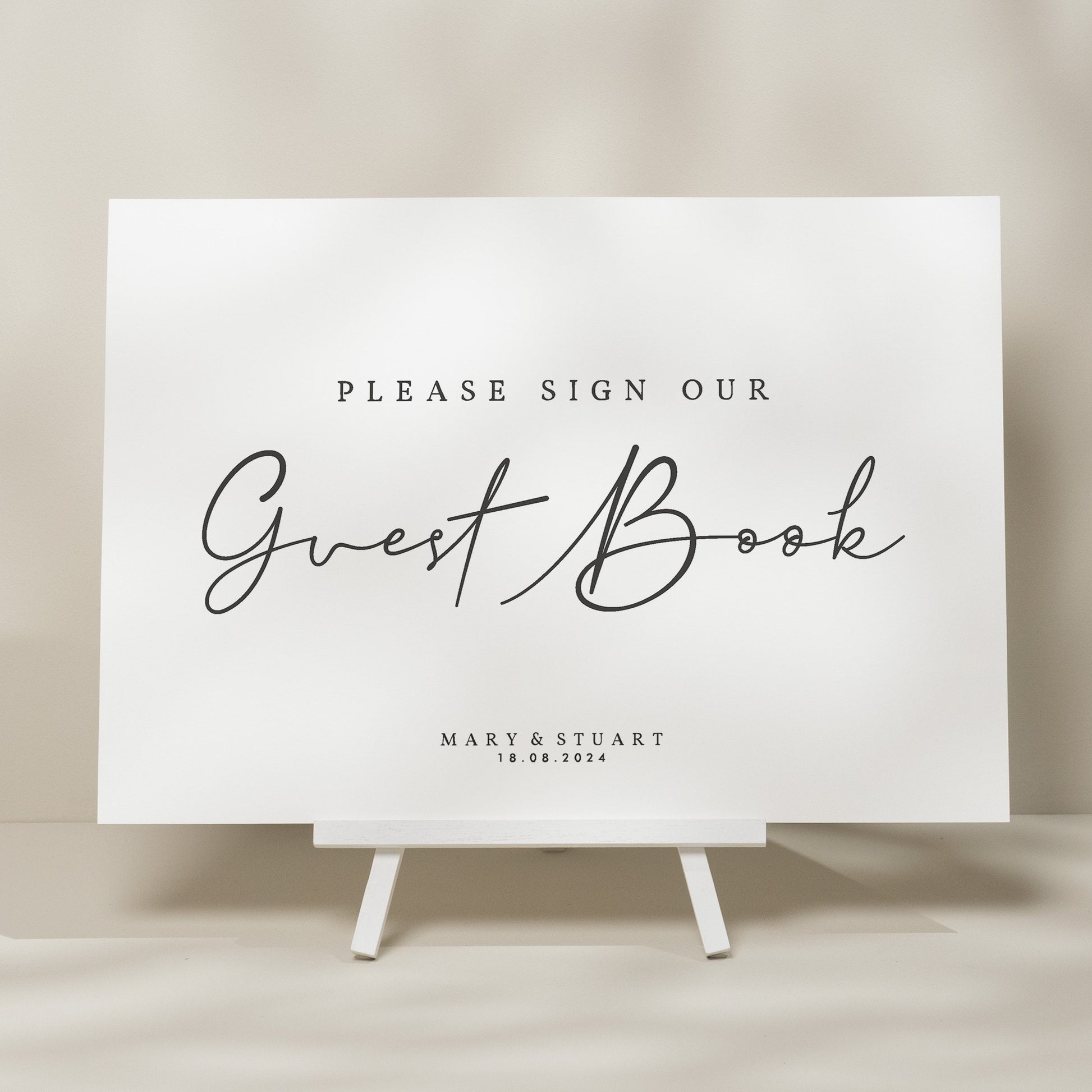 Modern Guest Book Wedding Sign, Sign Our Guest Book, Simple Elegant Wedding Sign For Guest Book, Minimalistic Wedding Signage 'Mary'