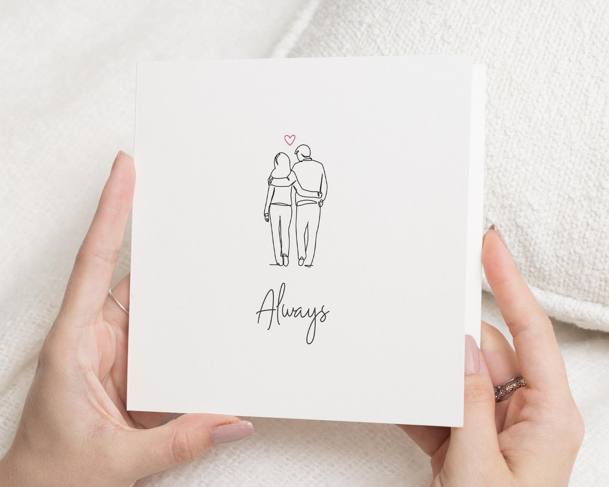 Anniversary Card, Romantic Card for Husband, Wife, Partner, Always Card, Cute Love Card, Minimalist Couple Card, Valentines Day Card