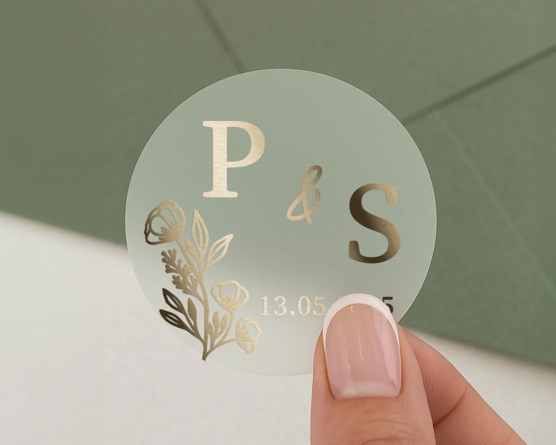 Personalised Wedding Sticker, Gold Foil Initials Sticker, Custom Wedding Seal, Monogram Envelope Sticker, Floral Wedding Label