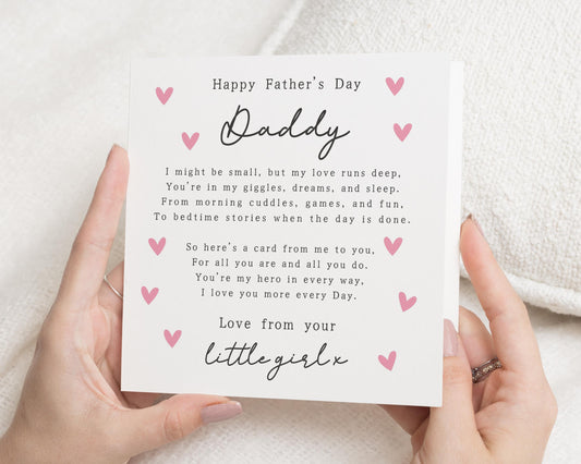 Fathers Day Card for Daddy, Fathers Day Card from Daughter, Cute Fathers Day Card, Daddy Card, Fathers Day Card for Him