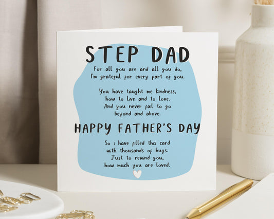Fathers Day Card for Step Dad, Step Dad Fathers Day Card, Fathers Day Card from Stepchild, Fathers Day Card for Him
