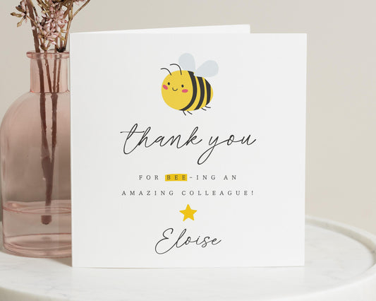 Thank You Card for Colleague, Bee Thank You Card, Thank You Card for Friend, Cute Thank You Card, Personalised Thank You Card