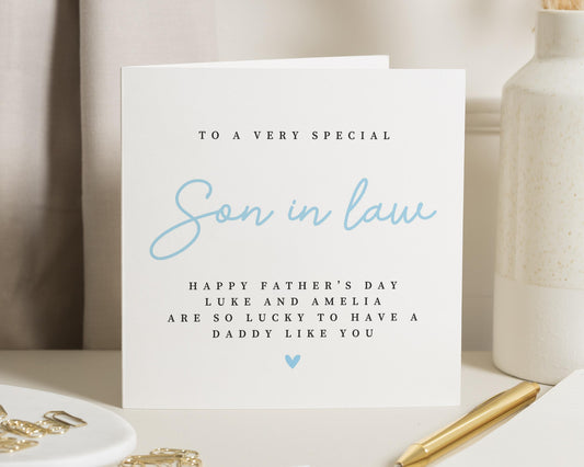 Fathers Day Card for Son in Law, Fathers Day Card from Kids, Special Fathers Day Card, Personalised Card for Him