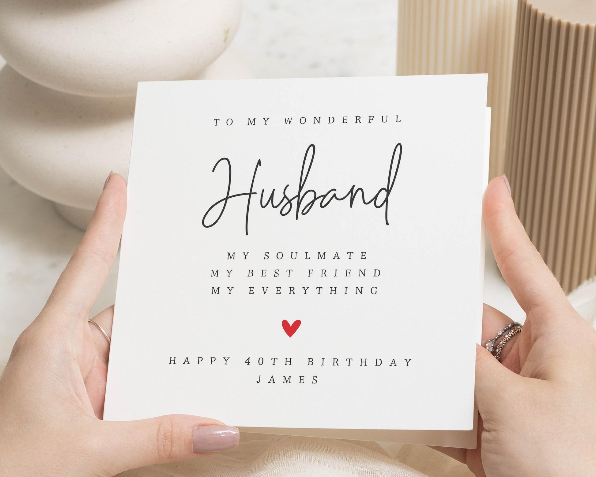 40th Birthday Card for Husband, Husband Birthday Card, Personalised Birthday Card for Him, Best Friend, Soulmate, Romantic Card