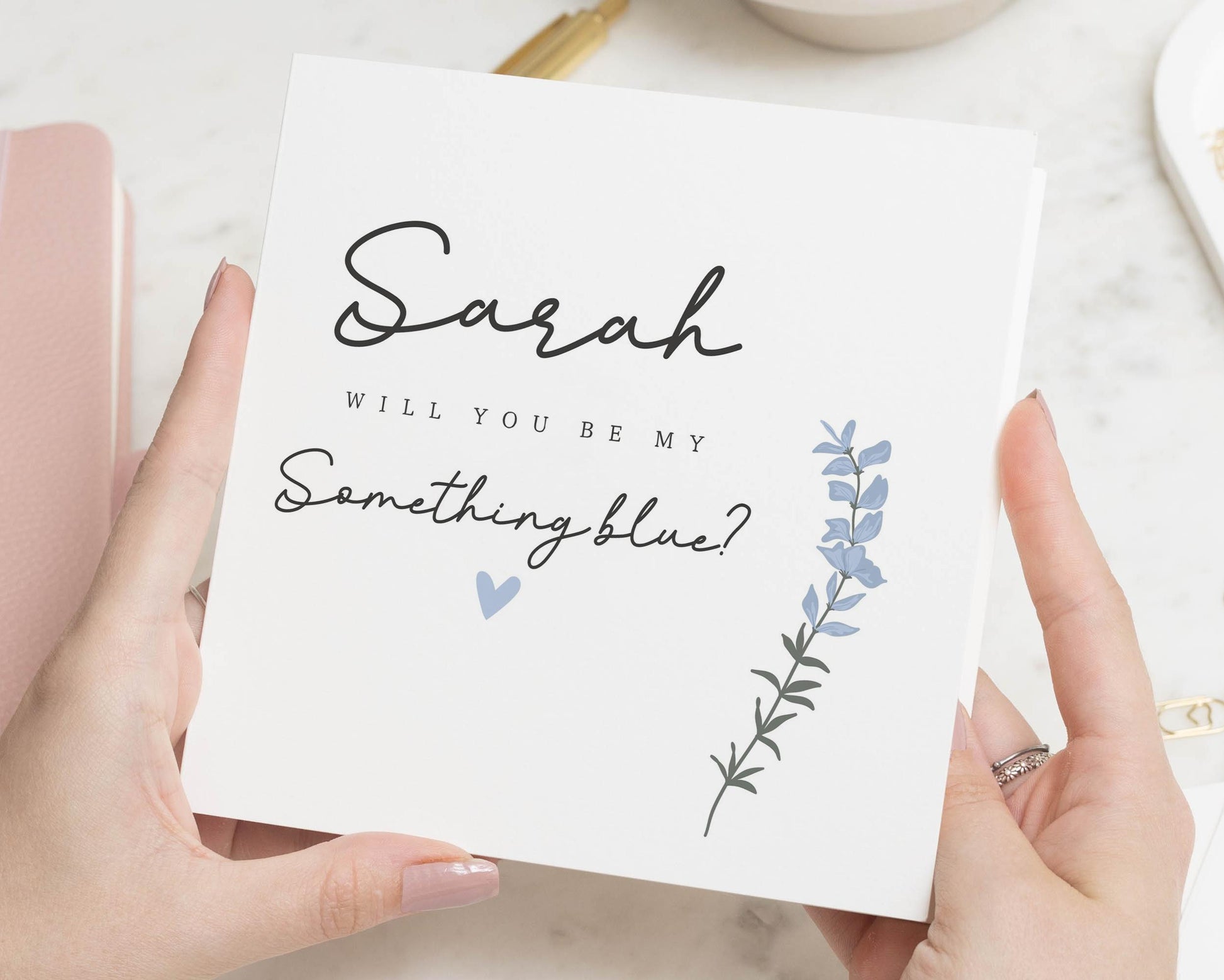 Will You Be My Something Blue Card, Wedding Proposal Card, Bridesmaid Proposal, Personalised Bridal Party Card, Floral Wedding Card