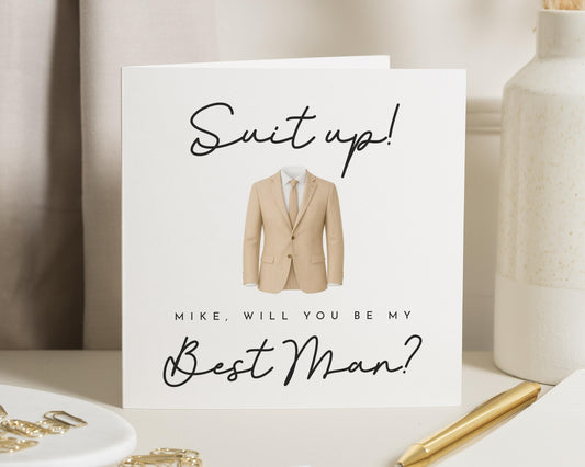 Will You Be My Best Man Card, Best Man Proposal Card, Suit Up Card, Personalised Best Man Card, Wedding Party Card