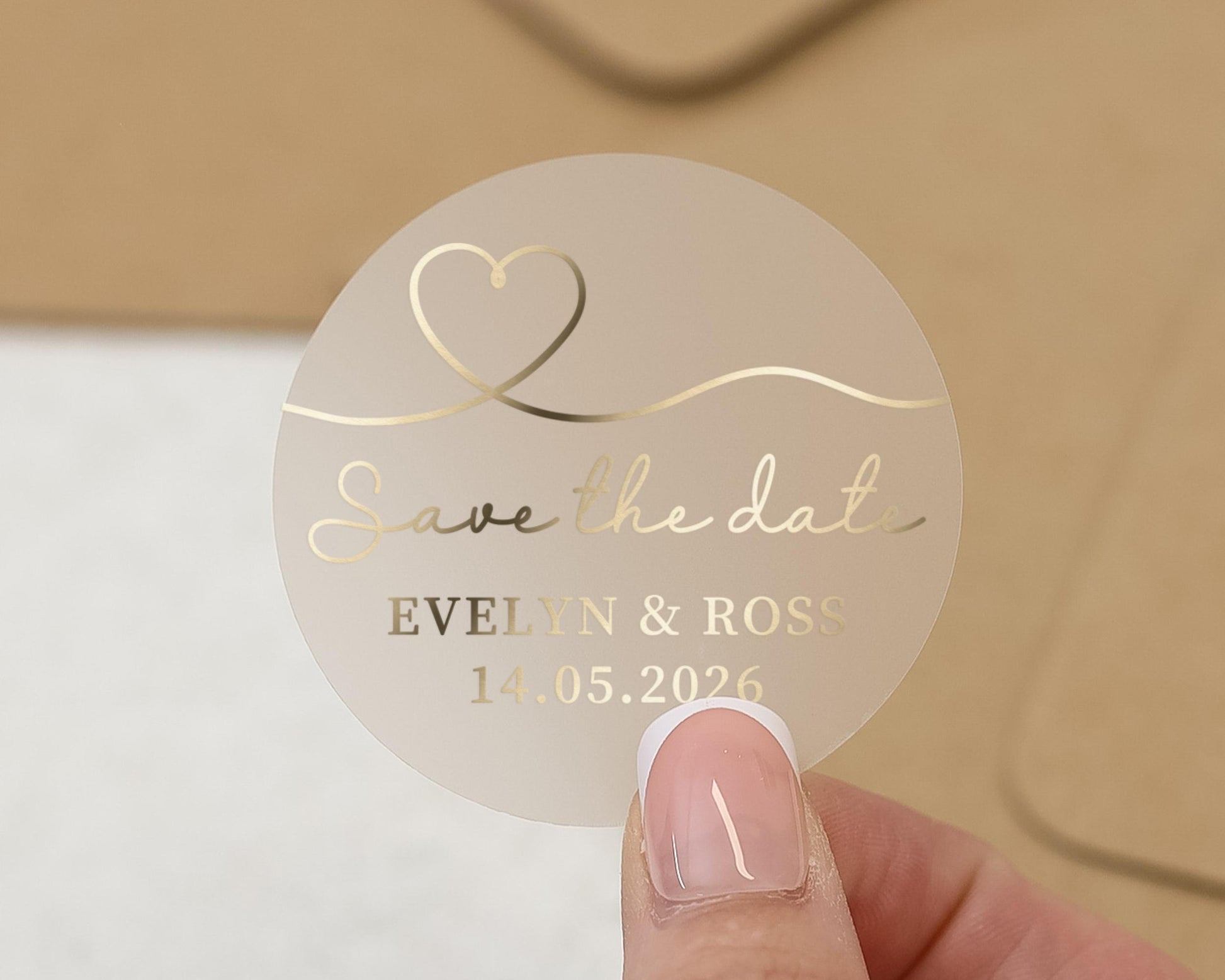 Save The Date Sticker, Wedding Save The Date, Personalised Wedding Sticker, Gold Foil Save The Date, Custom Wedding Sticker