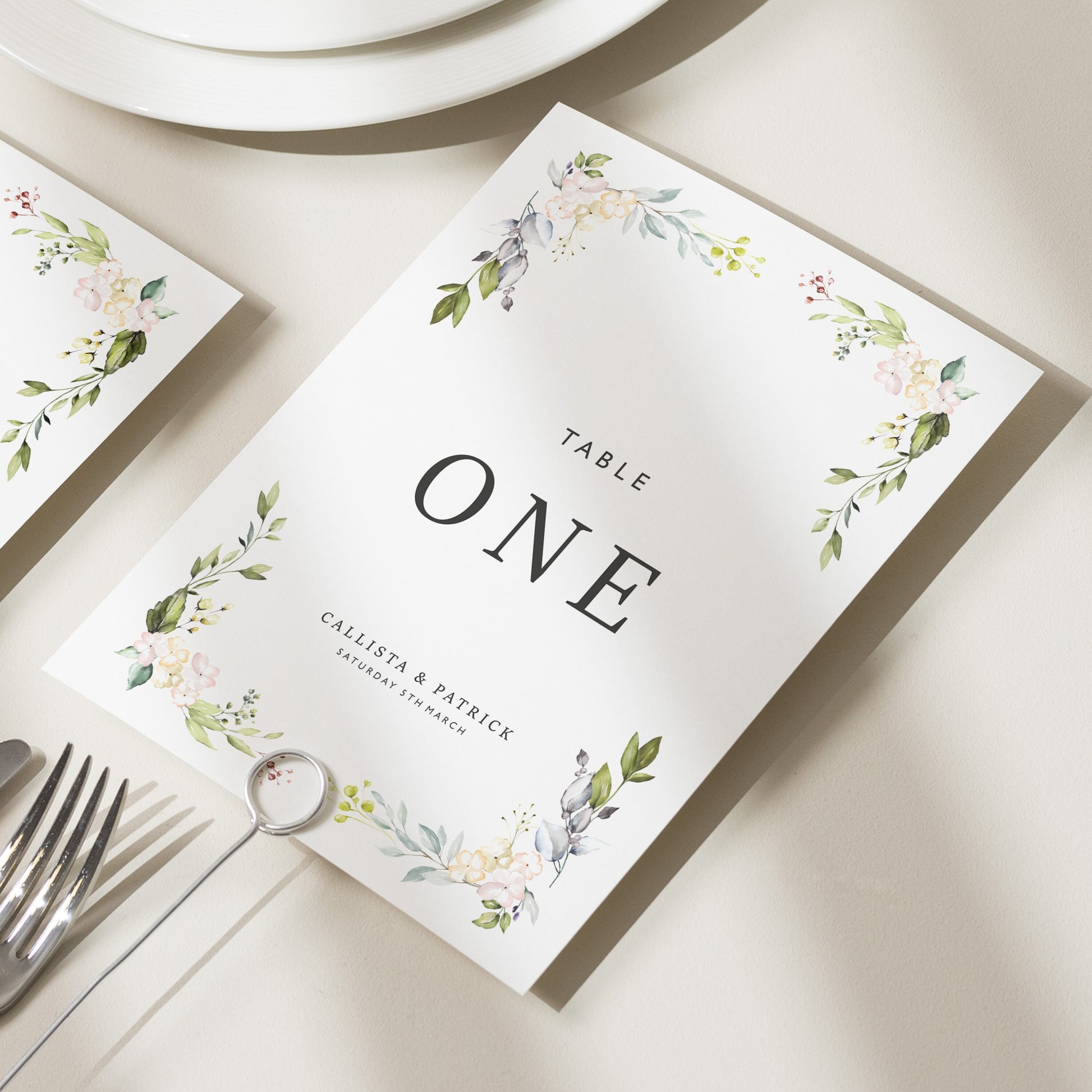 Elegant Table Numbers, Table Numbers for Wedding, Modern Table Numbers, Botanical Table Numbers, Floral Wedding Table Cards 'Callista'